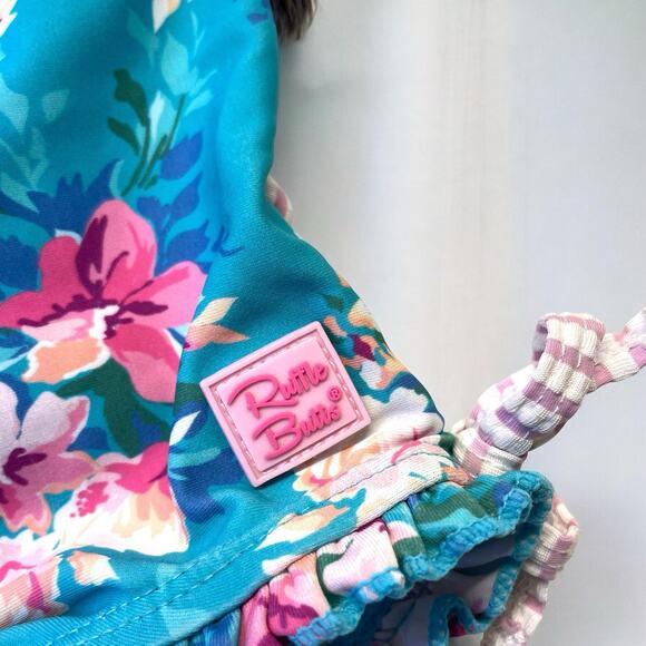Ruffle Butts Toddler Baby Girl Swimsuit 18-24M Floral Long Sleeve UPF 50+ Swim - Picture 2 of 7